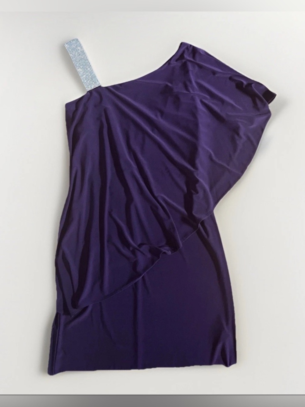 R&M Richards Cocktail Women Sz 6 Flowy One Shoulder Diamond NWT Dress-Party Plum